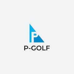 simple and modern P Golf logo design template elements