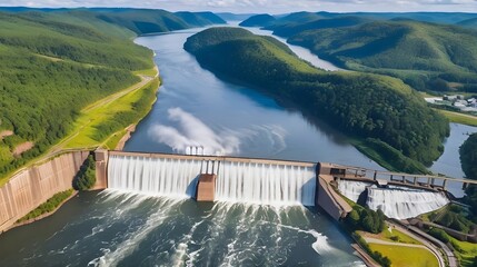  Hydroelectric dam on the river 