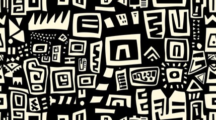 seamless black and white line simple brush stroke cartoon bold easy maze puzzle