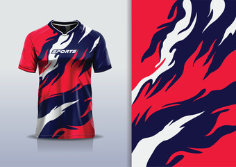Sport jersey long sleeve template mockup texture rustic grunge marble abstract design for running football soccer, racing, e sports, red navy white color © Nimpuna O