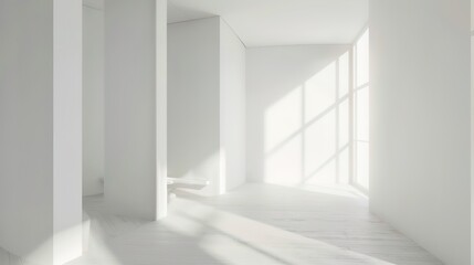 modern home, clean minimalist interior with empty frames on the wall, mockup
