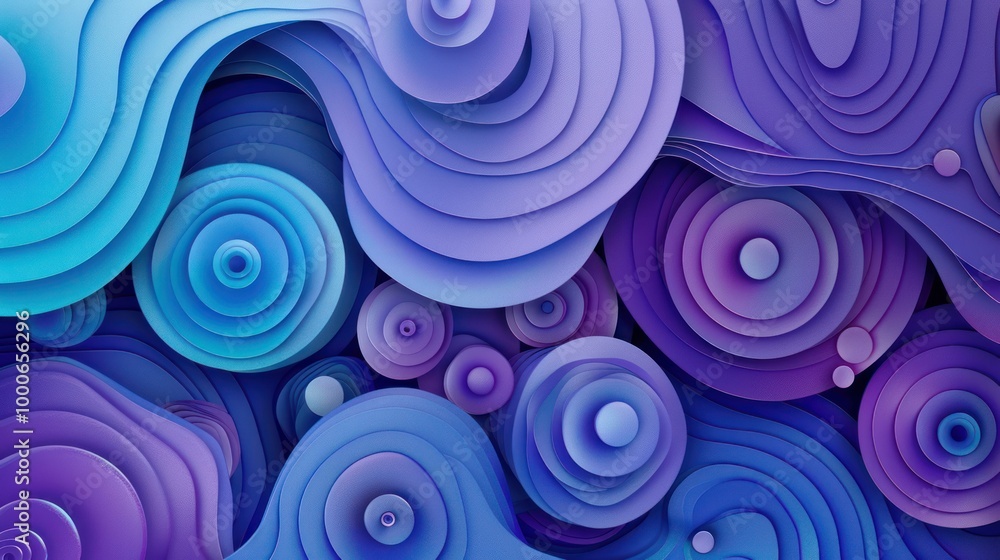 Poster purple blue curve wave round circle abstract 3d render shape spiral backgrounds