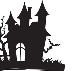 halloween castle silhouette