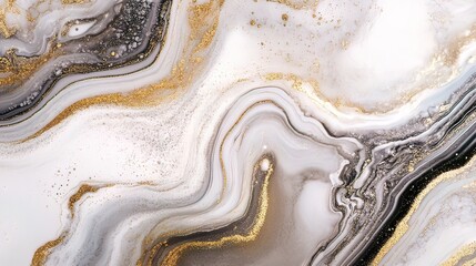 Abstract Swirling Marble Art With Golden Accents