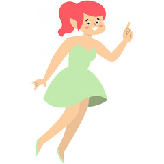 Little Girl Fairy Cartoon Illustration. Flat Vector Character 