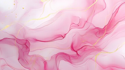Obraz premium Abstract Pink and Gold Alcohol Ink Painting