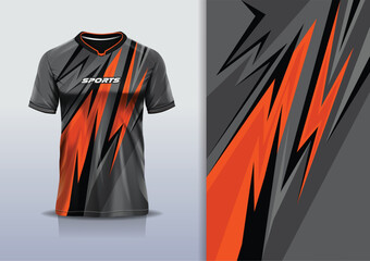 Sport jersey design template mockup sharp line for football soccer, running, esports, orange black gray color © Nimpuna O