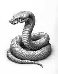 Fototapeta premium Detailed snake drawing with scales and coiled body