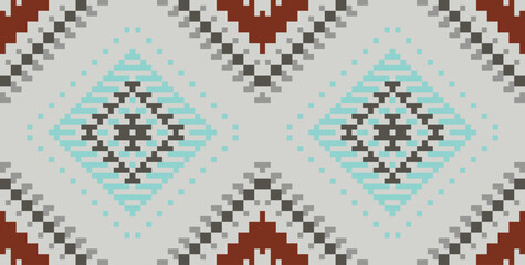 Palestinian Colorful Abstract Geometric Patternfolk Embroidery, Aztec Geometric Ornament Print. Design for Carpet, Wallpaper, Clothing, Wrapping, Fabric