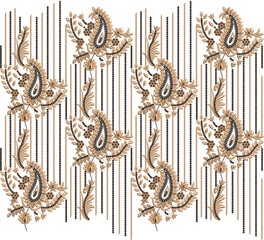 Abstract an blooming bright paisley motif arrangement all- over textile design illustration digital image printing factory