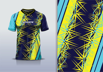 Sport jersey design template mockup sharp line for football soccer, running, esports, blue navy yellow color