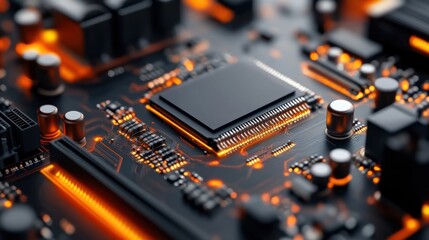 Fototapeta premium Advanced Technology Hardware Development Macro Shot