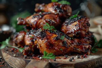 Deliciously Roasted Chicken with Fresh Vegetables and Aromatic Herbs for Culinary Presentation

