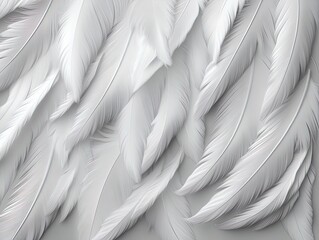 Elegant Feathery Bliss: A Serene Poster Design Showcasing Layered White Feathers for Calming Sports Interior Decor
