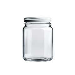 High-quality empty glass jar with a silver lid, perfect for storing various food items, preserves, or decorative purposes.