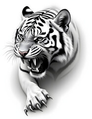 Obraz premium Tiger sketch with a fierce expression and sharp claws