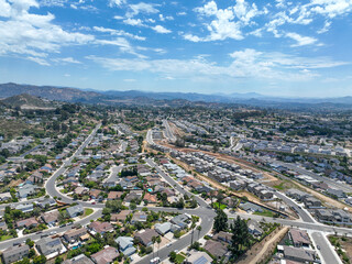Obraz premium Aerial view of middle class community big houses, Escondido, South California, USA.