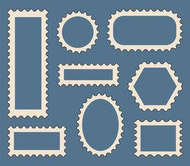 Blank postage stamp. Clean postage stamp template. Postage icon.