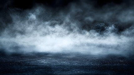 Fototapeta premium Smoke On Cement Floor With Defocused Fog In Halloween Abstract Background