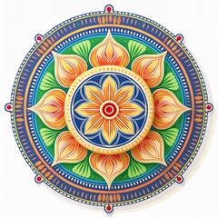 Mandala art design also called rangoli, decorative elements on white background