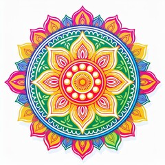 Mandala art design also called rangoli, decorative elements on white background