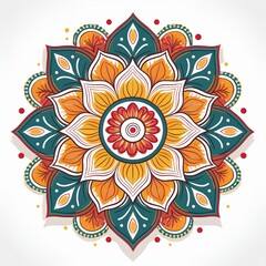 Mandala art design also called rangoli, decorative elements on white background