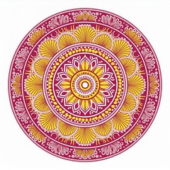 Mandala art design also called rangoli, decorative elements on white background