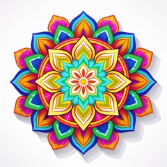 Mandala art design also called rangoli, decorative elements on white background