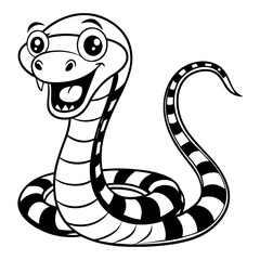 It's funny crazy big eyes cartoon snake silhouette vector art