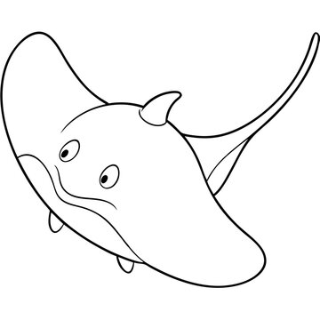 recommend clip art: Cute Cartoon Stingray: A friendly and whimsical cartoon stingray with big eyes and a charming smile, perfect for children's books, illustrations, or educational materials.  