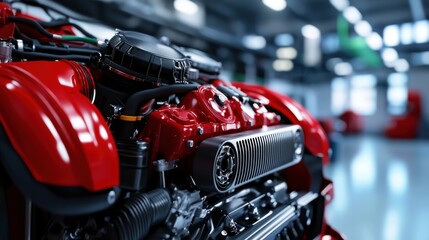 Obraz premium Vibrant Engine Close-Up in Tuning Space
