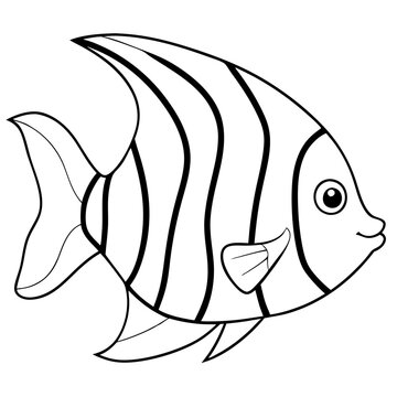 recommend clip art: Striped Angelfish Line Art 