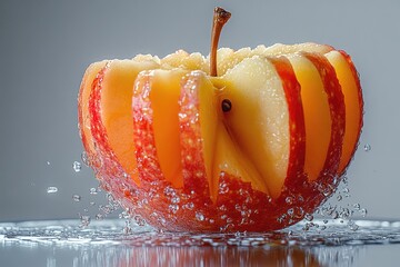 White background apple, moist and fresh.