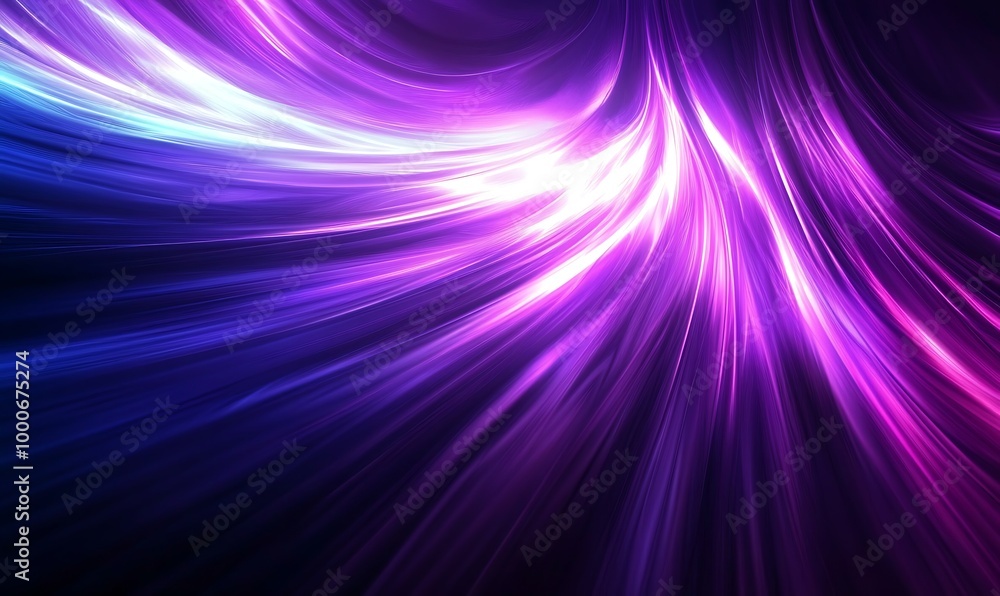 Poster light rays on dark background in abstract in the style of light purple and azure generative ai