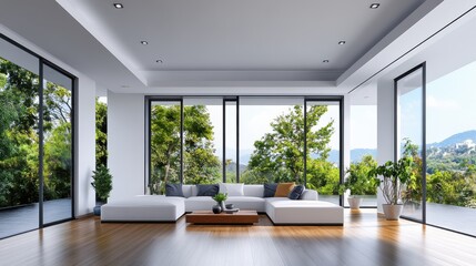 Fototapeta premium Modern Villa Interior Design with Scenic View