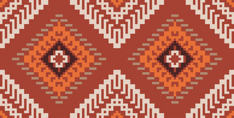 Tribal Art Ikat Print Patternfolk Embroidery, Aztec Geometric Ornament Print. Design for Carpet, Wallpaper, Clothing, Wrapping, Fabric