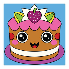 Adorable Cute Cake vector art illustration