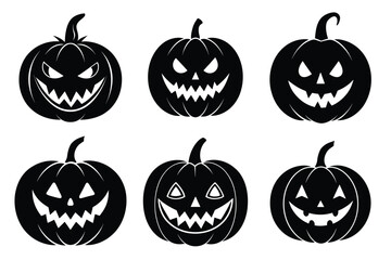 Cute clip art Halloween pumpkin silhouette vector art