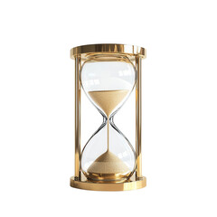 Elegant hourglass with golden casing, symbolizing the passage of time and efficiency in a minimalist design isolate on transparency background PNG.