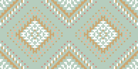 America Ethnic Design Pattern Easyfolk Embroidery, Aztec Geometric Ornament Print. Design for Carpet, Wallpaper, Clothing, Wrapping, Fabric