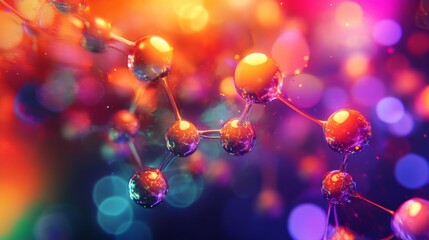 An artistic representation of a molecular structure with vibrant colors and detailed features, ideal for educational use