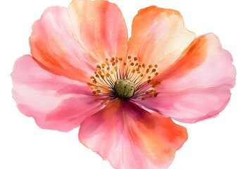 Fototapeta premium Watercolor flower illustration isolated on a white background, simple watercolor clipart cutout, 