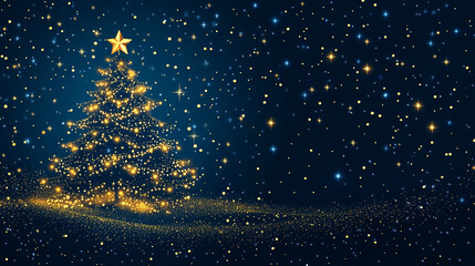 Obraz premium Christmas card banner featuring a beautifully decorated Christmas tree, embodying joy, togetherness, and the spirit of giving. Ideal for holiday greetings and seasonal celebrations