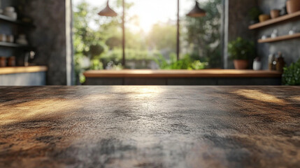 Obraz premium modern kitchen interior featuring sleek cabinetry and contemporary appliances, showcasing a minimalist design that emphasizes functionality and elegance, with a blurred background for depth