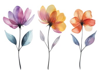 Obraz premium Watercolor flower illustration isolated on a white background, simple watercolor clipart cutout, 