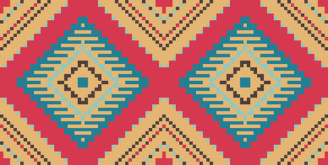Indonesia Indian Traditional Patternfolk Embroidery, Aztec Geometric Ornament Print. Design for Carpet, Wallpaper, Clothing, Wrapping, Fabric