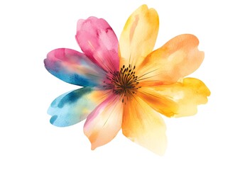 Fototapeta premium Watercolor flower illustration isolated on a white background, simple watercolor clipart cutout, 