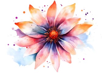 Fototapeta premium Watercolor flower illustration isolated on a white background, simple watercolor clipart cutout, 