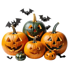 Halloween pumpkin isolated on white and transparent background