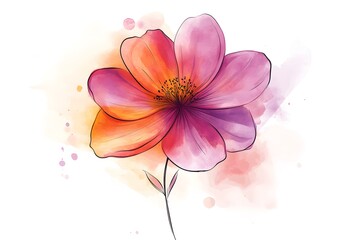 Obraz premium Watercolor flower illustration isolated on a white background, simple watercolor clipart cutout, 